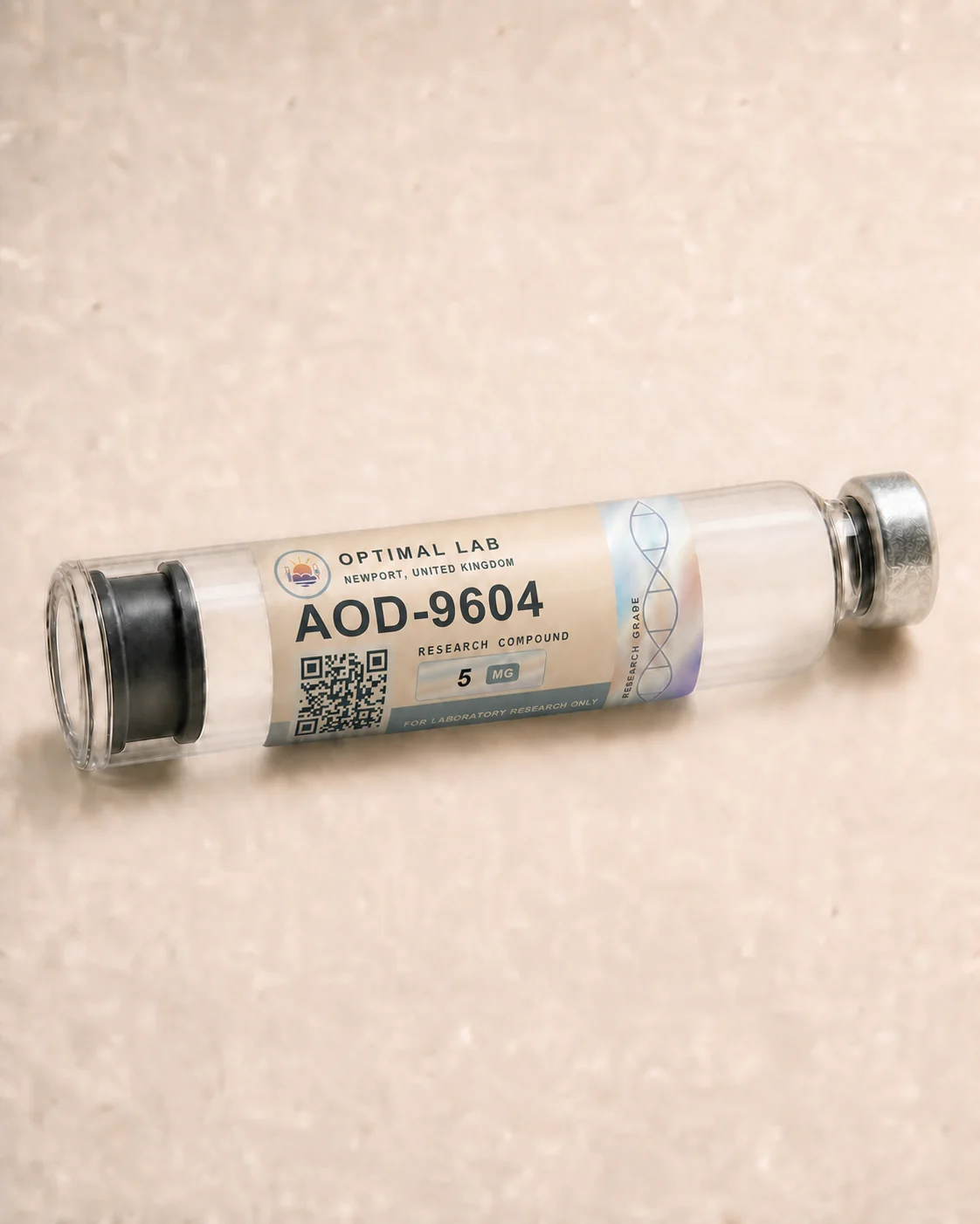 Optimal Lab refillable research pen loaded with AOD 9604, in its presentation box