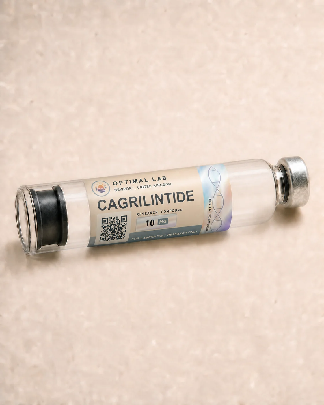 Optimal Lab refillable research pen loaded with Cagrilintide, in its presentation box