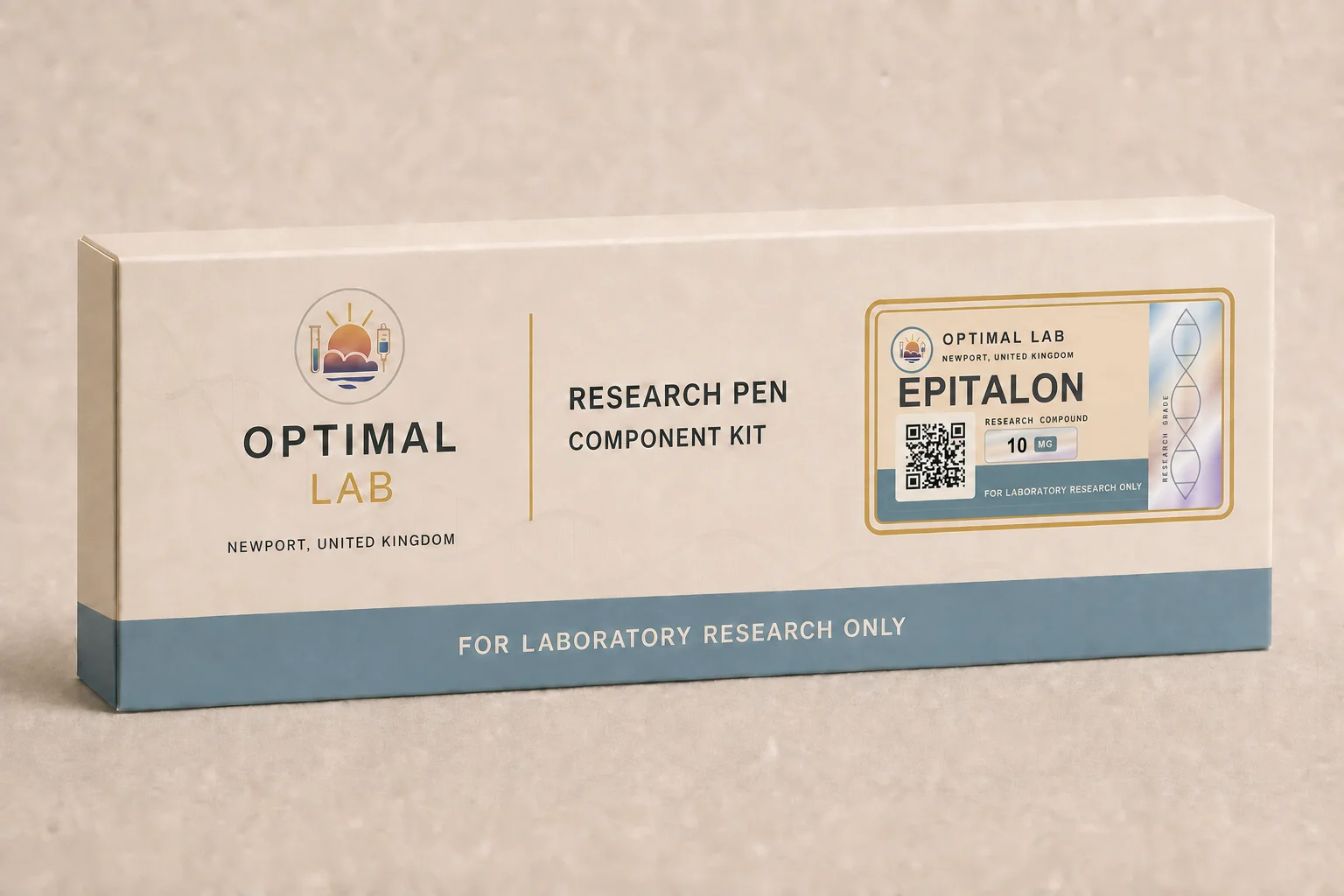 Optimal Lab 3ml research cartridge loaded with Epitalon, in its case
