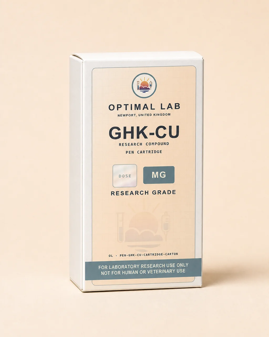 Replacement 50mg GHK-Cu pen cartridge, no pen body, with Optimal Lab cream-stripe label