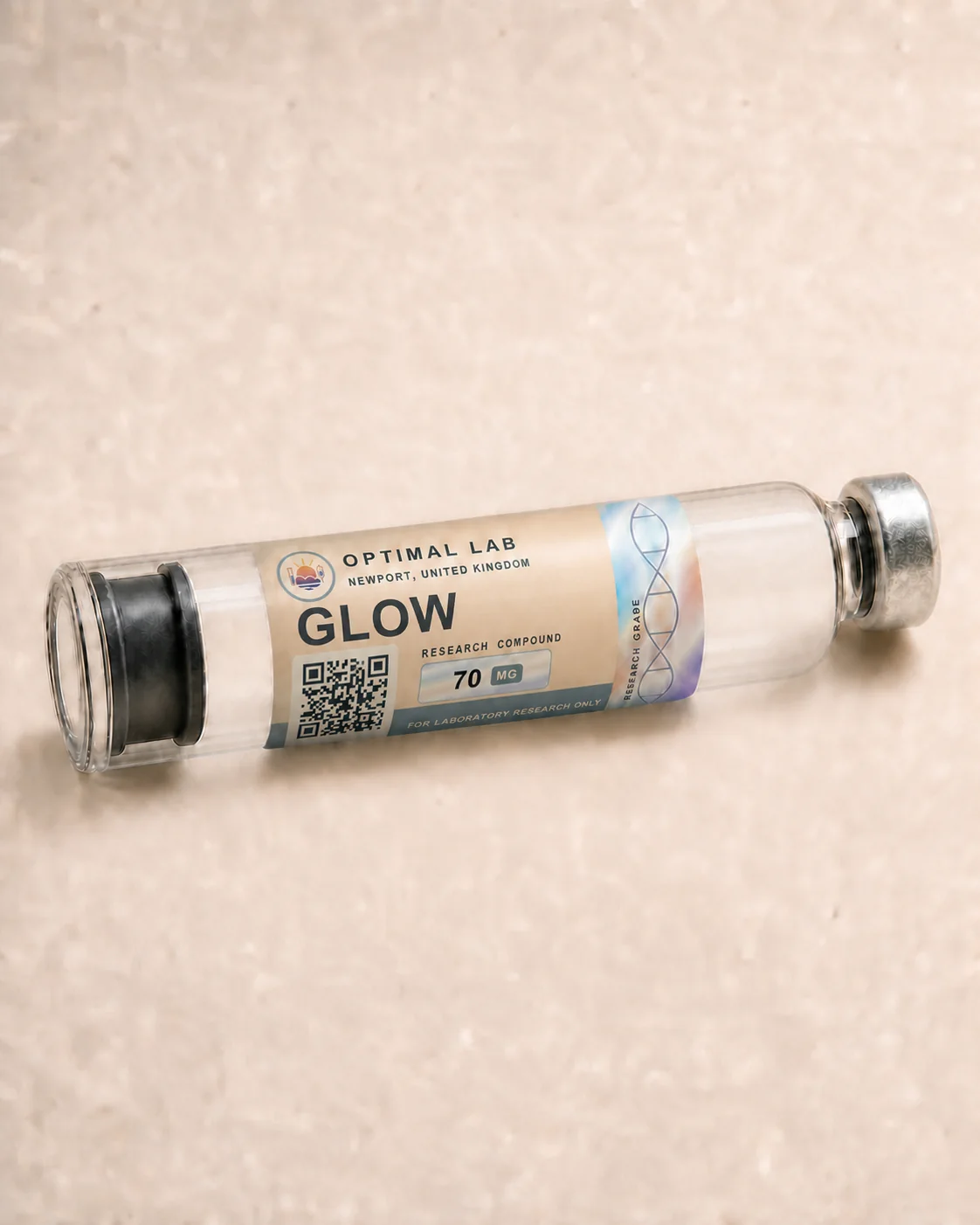 Optimal Lab refillable research pen loaded with GLOW, in its presentation box