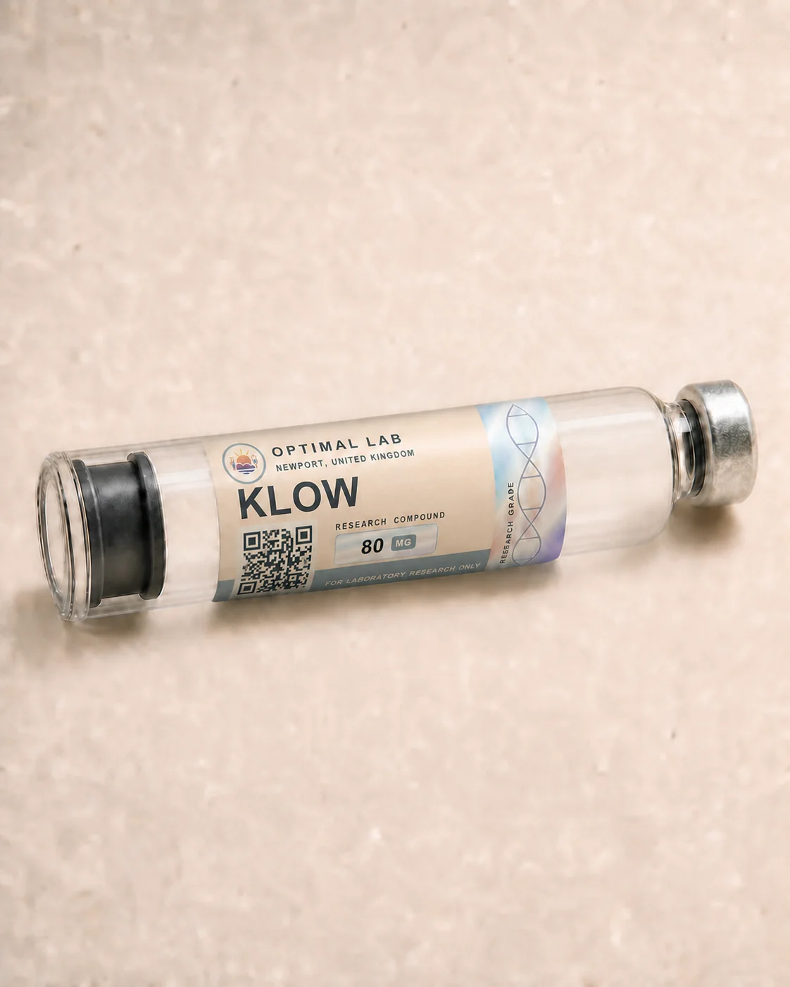 Optimal Lab refillable research pen loaded with KLOW, in its presentation box