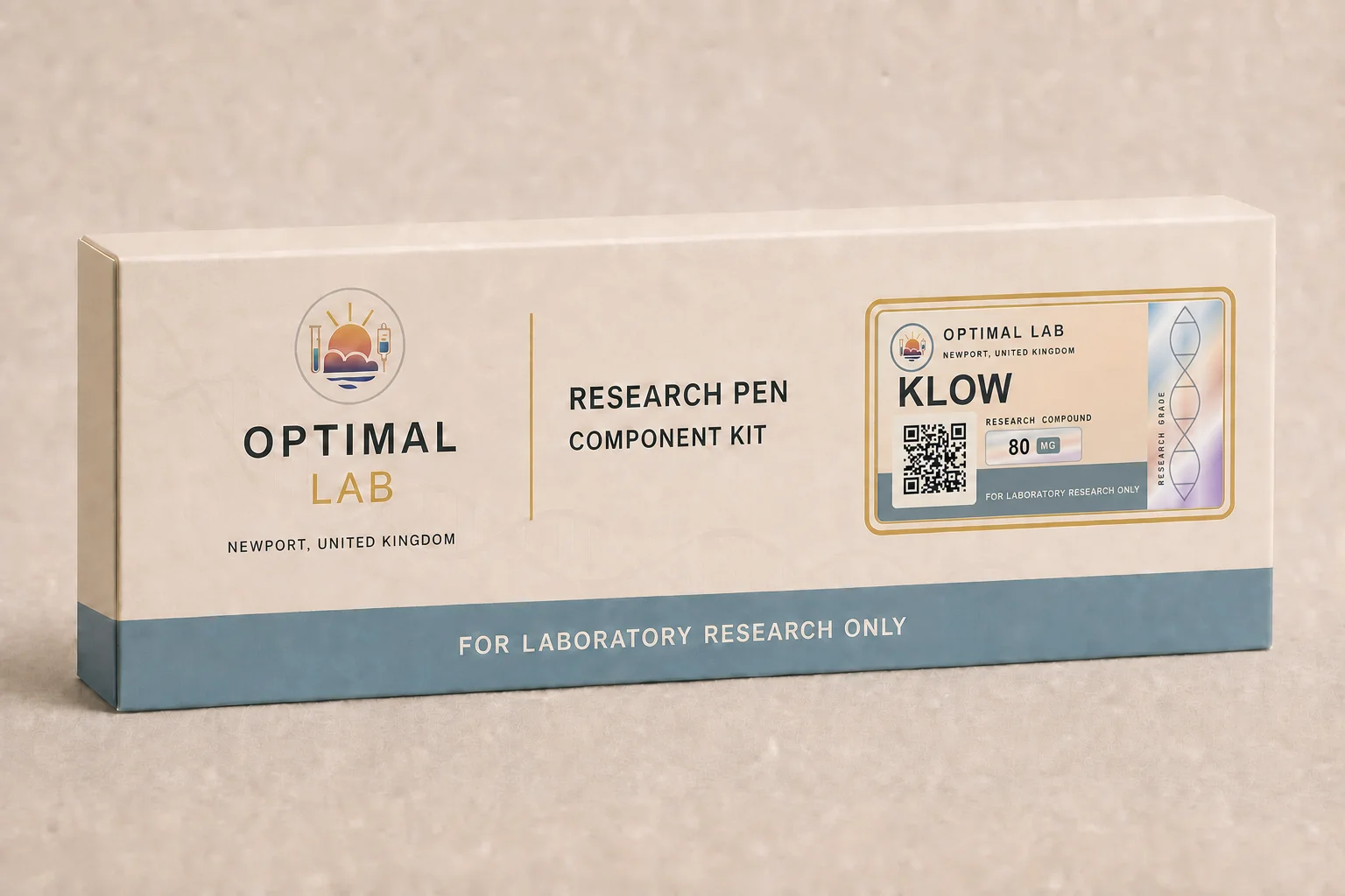Optimal Lab 3ml research cartridge loaded with KLOW, in its case