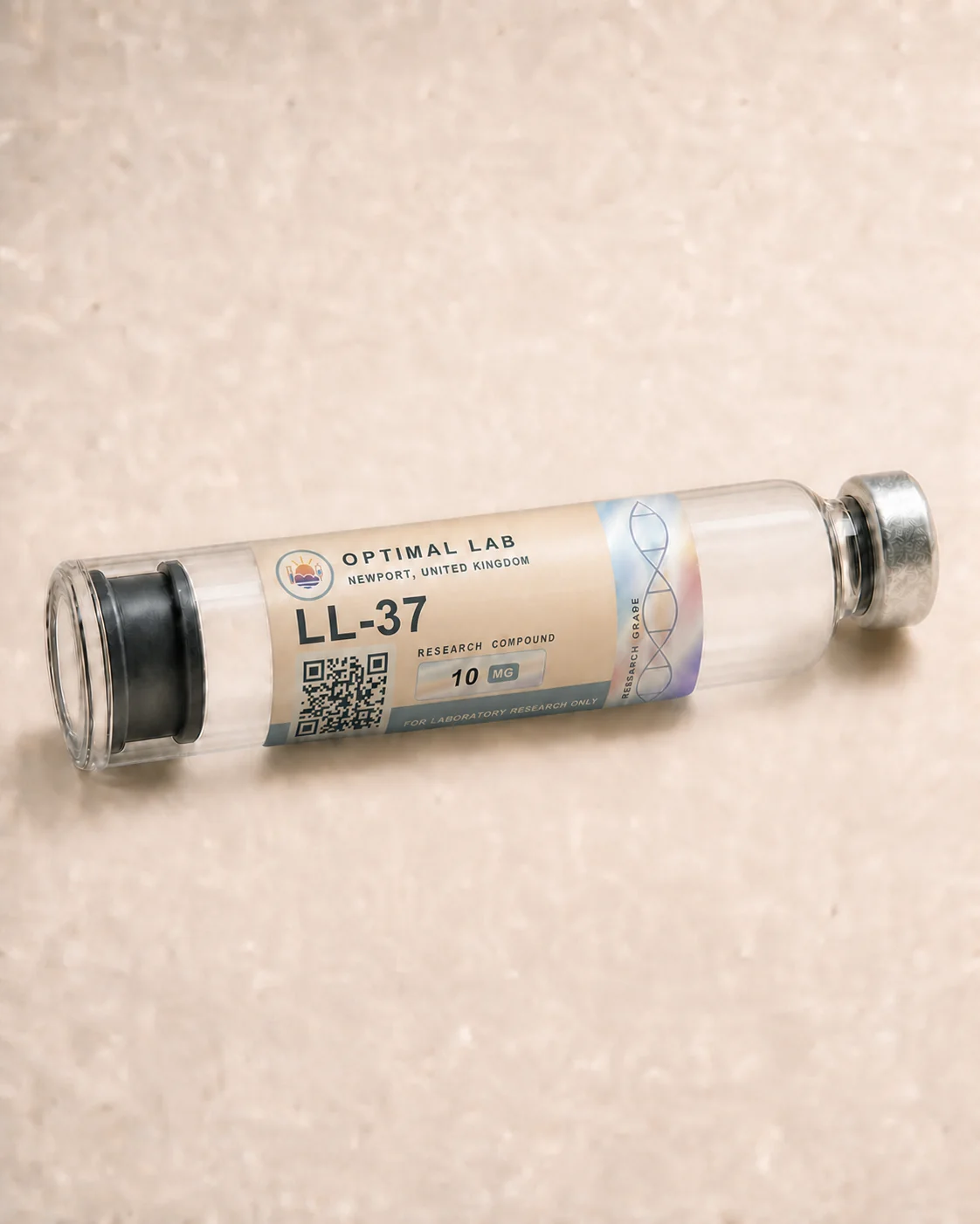 Optimal Lab refillable research pen loaded with LL-37, in its presentation box