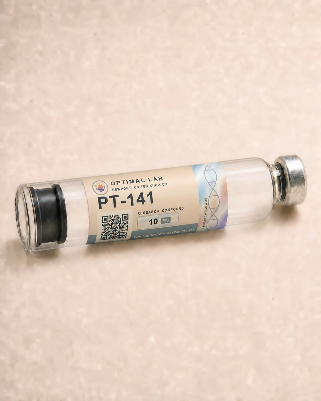 Optimal Lab refillable research pen loaded with PT-141 (Bremelanotide), in its presentation box