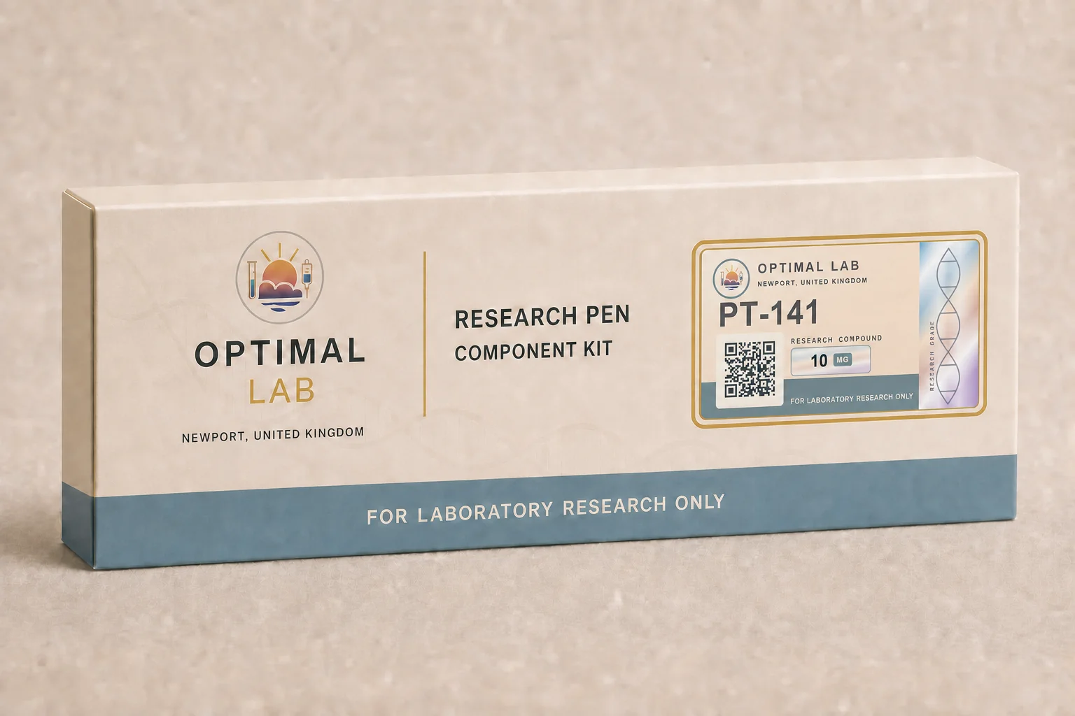 Optimal Lab 3ml research cartridge loaded with PT-141 (Bremelanotide), in its case