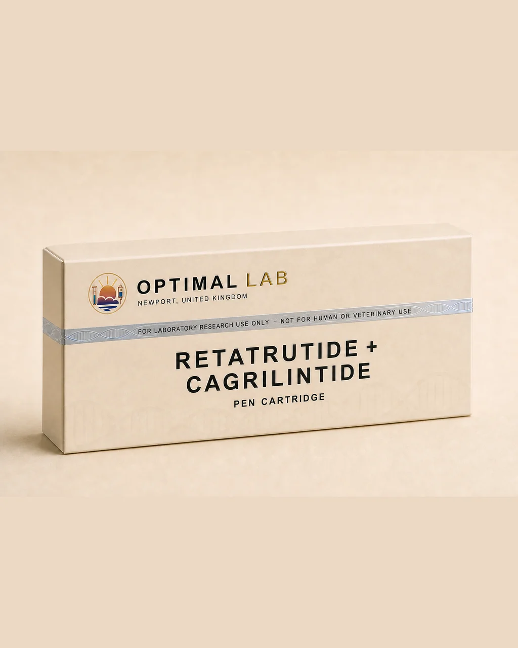 Warm cream Optimal Lab replacement pen cartridge case labelled Retatrutide and Cagrilintide