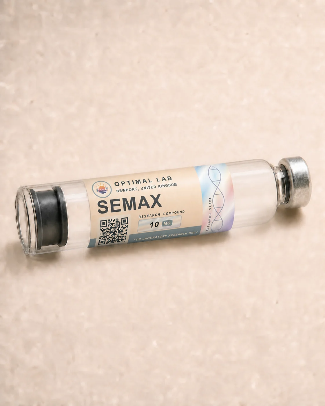 Optimal Lab refillable research pen loaded with Semax, in its presentation box