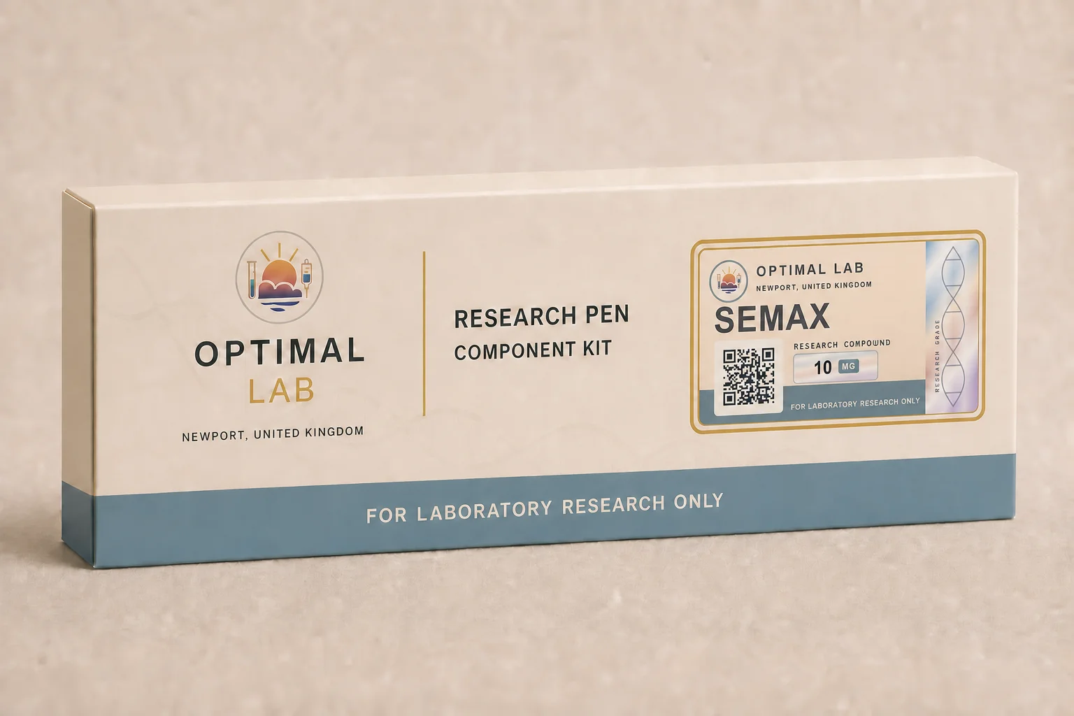 Optimal Lab 3ml research cartridge loaded with Semax, in its case