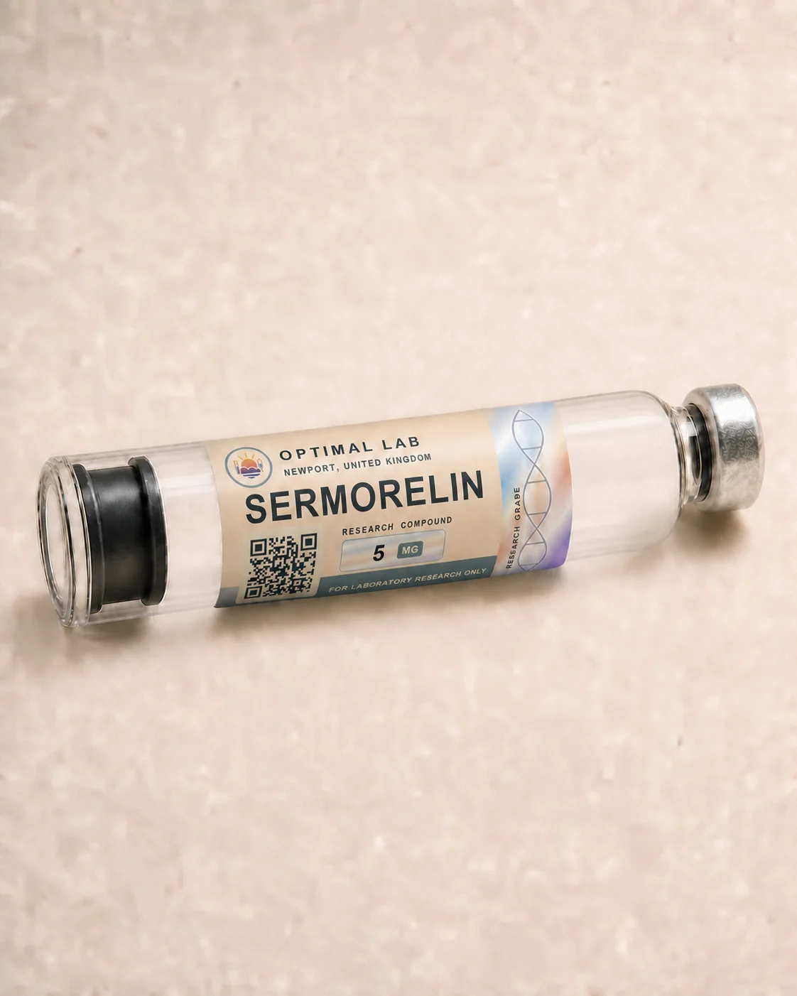 Optimal Lab refillable research pen loaded with Sermorelin, in its presentation box
