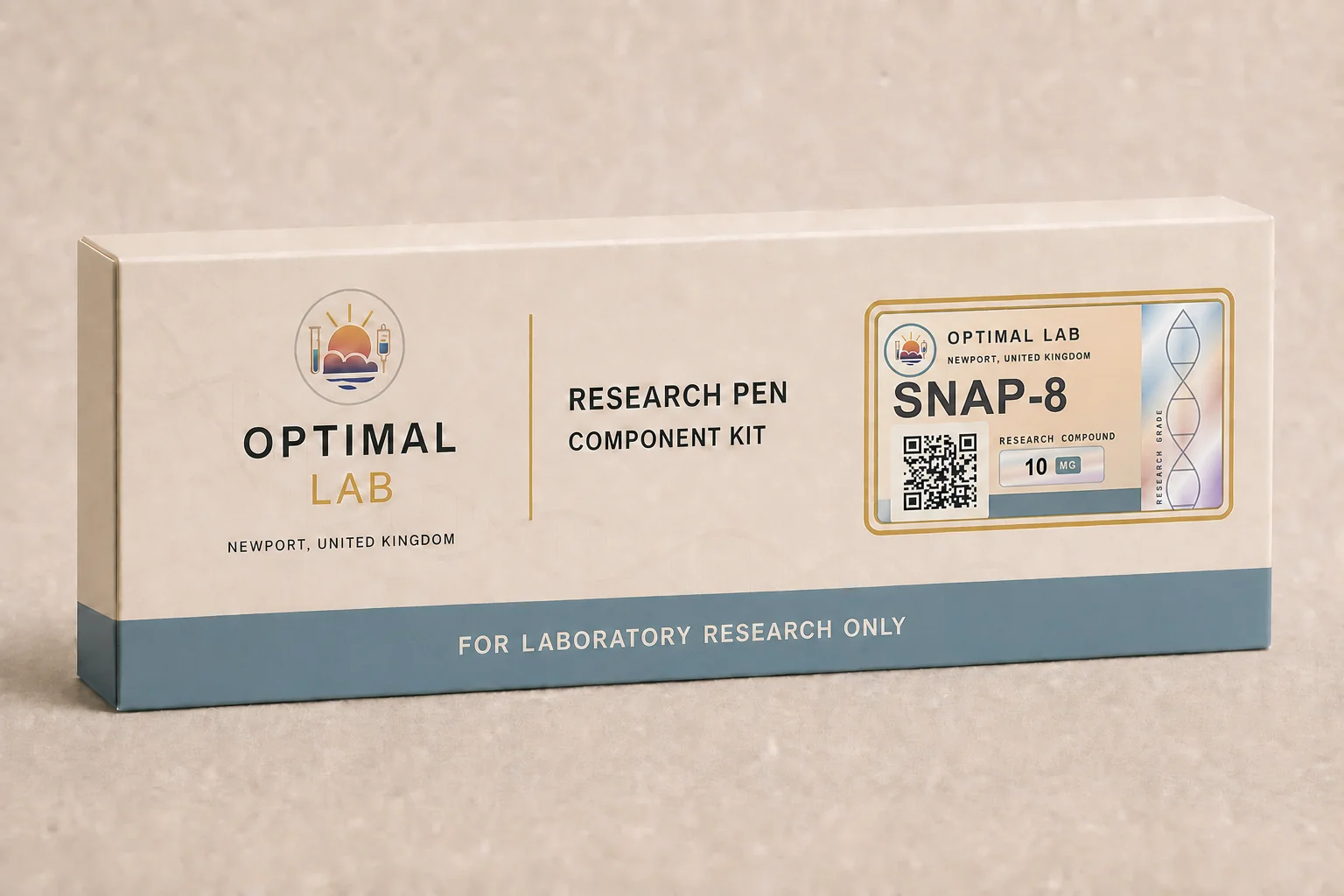 Optimal Lab 3ml research cartridge loaded with SNAP-8, in its case