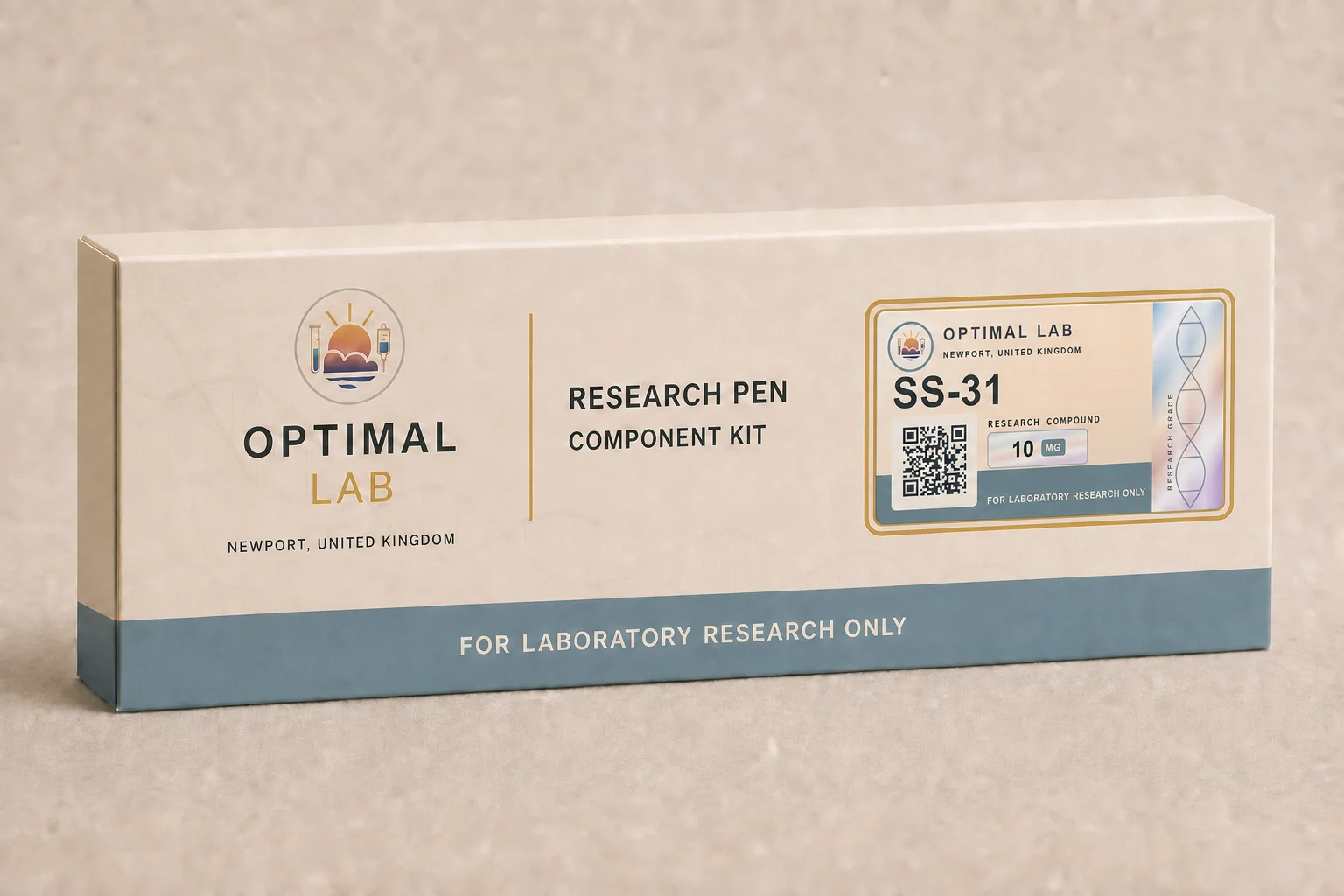 Optimal Lab 3ml research cartridge loaded with SS-31 (Elamipretide), in its case
