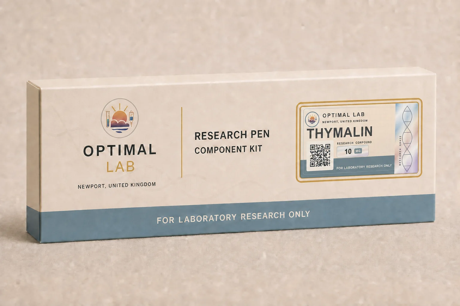 Optimal Lab 3ml research cartridge loaded with Thymalin, in its case